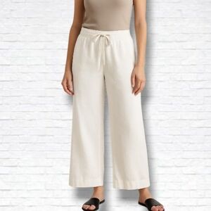 Liz Claiborne "Jackie" White Linen Wide Leg Capri Pants Size 12 P
